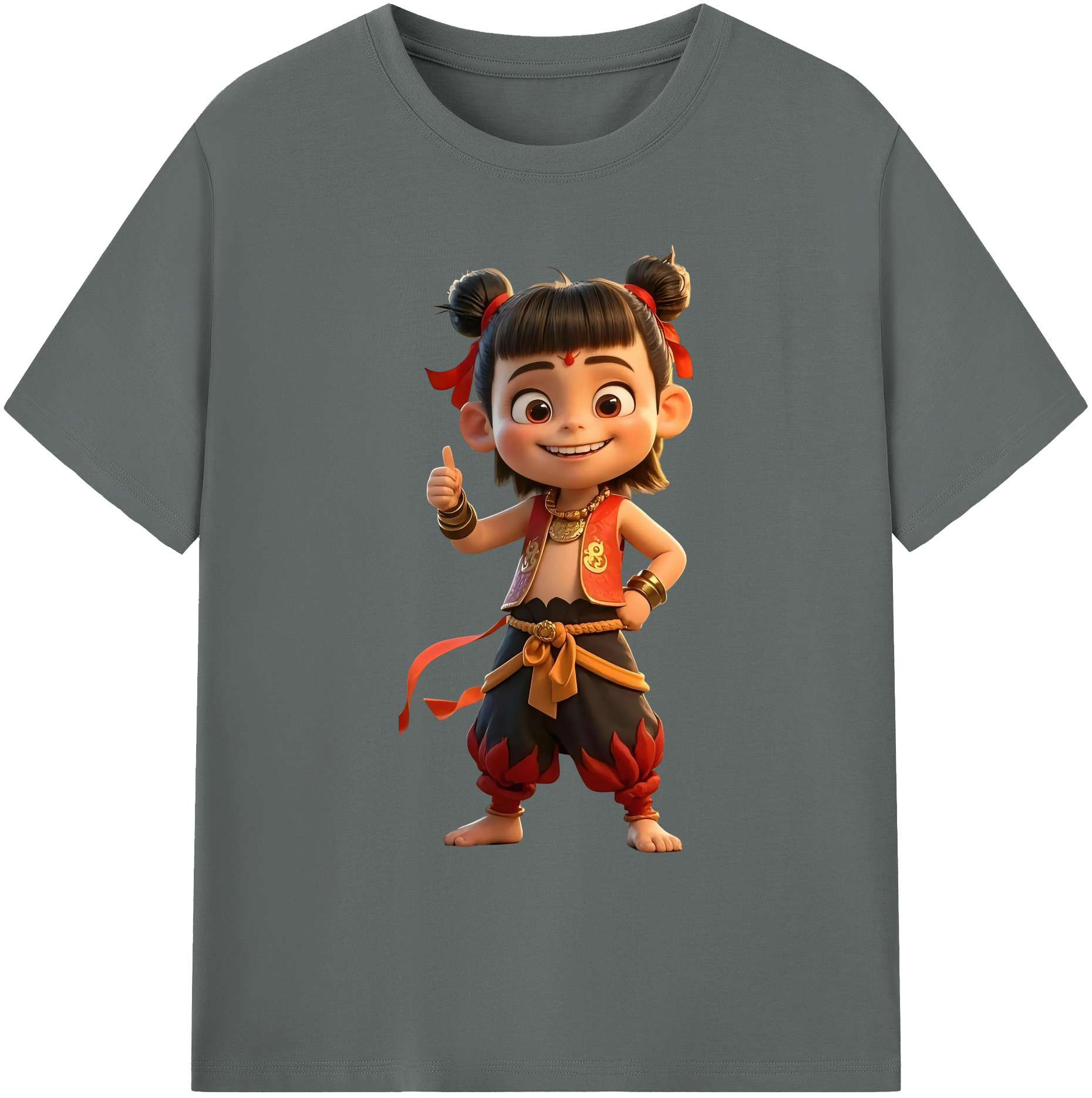 （画像用） Ne Zha 2 ナタ 魔童の大暴れ 綿100％ メンズ半袖Tシャツ｜肌触りやわらか＆通気性